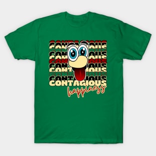 Contagious Happiness. Happy Funny Face Cartoon Emoji with Funny Quote T-Shirt